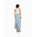Джинсовая юбка Bershka Long Ripped Denim Skirt, голубой Джинсовая юбка Bershka Long Ripped Denim Skirt, голубой