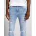 Джинсы Bershka Ripped Super Skinny With Paint Splatter, голубой