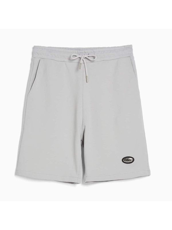 Шорты Bershka Bizarrap Plush Bermuda With Detail, серый