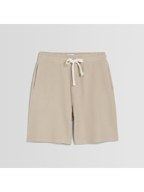Шорты Bershka Textured Relaxed Fit Bermuda, бежевый