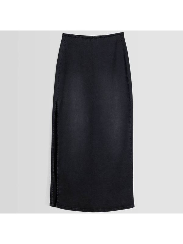 Юбка Bershka Comfort Denim Midi, черный