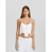 Топ Bershka Tailored Bandeau With Zip, белый Топ Bershka Tailored Bandeau With Zip, белый