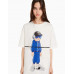 Футболка Bershka Bizarrap Print Boxy Fit, белый