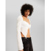 Блузка с длинными рукавами Bershka Cropped With Chiffon Detail, белый