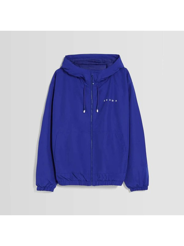 Ветровка Bershka Lightweight Hooded, синий Ветровка Bershka Lightweight Hooded, синий