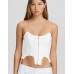Топ Bershka Tailored Bandeau With Zip, белый Топ Bershka Tailored Bandeau With Zip, белый