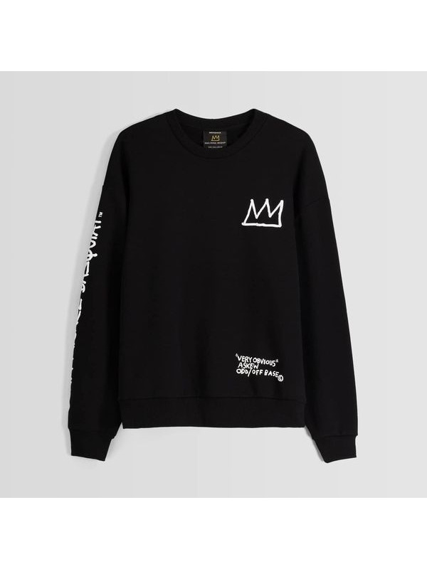 Свитшот Bershka Jean-Michel Basquiat Print, черный