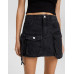 Юбка Bershka Multi-Pocket Twill Mini, черный