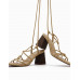 Босоножки Bershka Tied High-Heel With Knot Details, бежевый