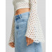 Топ Bershka Cropped With Flared Sleeves, белый