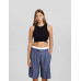 Шорты Bershka Tailored Striped Bermuda With Underwear, синий/белый