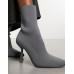 Ботильоны Bershka Fitted High-heel Ankle, серый