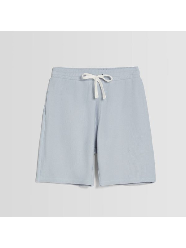 Шорты Bershka Textured Relaxed Fit Bermuda, голубой