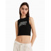 Топ Bershka Bizarrap Sleeveless Rhinestone, черный
