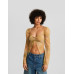 Блузка с длинными рукавами Bershka Cropped With Chiffon Detail, светло-зеленый