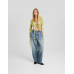 Блузка с рюшами Bershka Long Sleeve Chiffon With Print, мультиколор