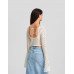 Топ Bershka Cropped With Flared Sleeves, белый