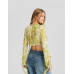 Блузка с рюшами Bershka Long Sleeve Chiffon With Print, мультиколор