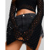 Топ Bershka Cropped With Flared Sleeves, черный