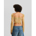 Блузка с длинными рукавами Bershka Cropped With Chiffon Detail, светло-зеленый