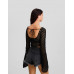 Топ Bershka Cropped With Flared Sleeves, черный