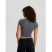 Топ Bershka Short Sleeve With Print, серый Топ Bershka Short Sleeve With Print, серый
