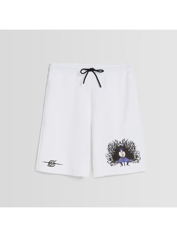 Шорты Bershka Naruto Print Plush Bermuda, белый Шорты Bershka Naruto Print Plush Bermuda, белый