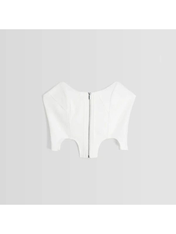 Топ Bershka Tailored Bandeau With Zip, белый