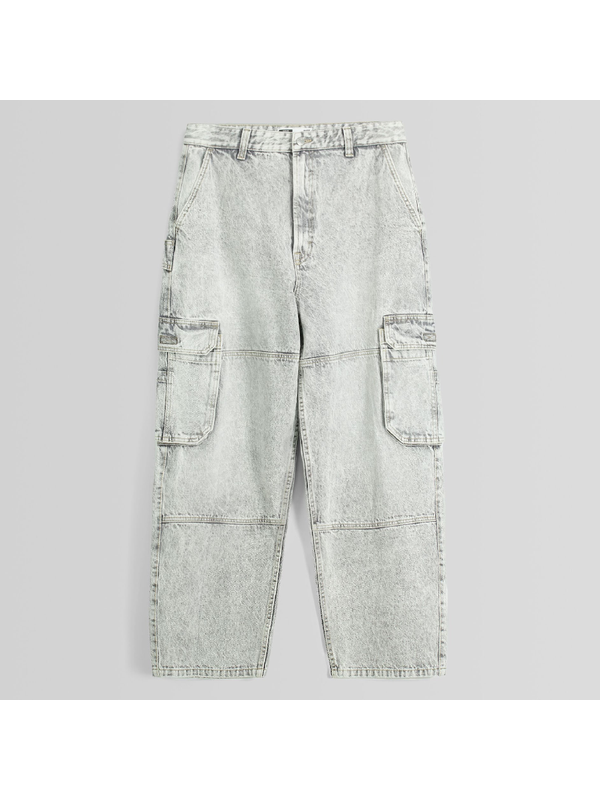 Джинсы Bershka Faded-effect Skater Fit Cargo, серый