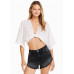 Шорты Bershka Vintage Denim With Rips, черный