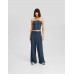 Топ Bershka Bandeau With Zip, темно-синий