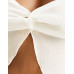Блузка с длинными рукавами Bershka Cropped With Chiffon Detail, белый