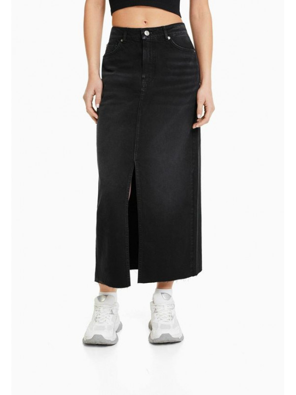 Джинсовая юбка Bershka, черный