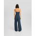 Топ Bershka Bandeau With Zip, темно-синий