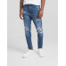 Джинсы Bershka Ripped Carrot Fit, синий