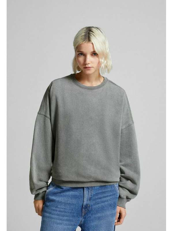 Толстовка с капюшоном Bershka, серый