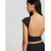 Топ Bershka Short Sleeve Open Back Nylon Blend, черный