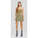 Юбка Bershka Multi-Pocket Twill Mini, хаки