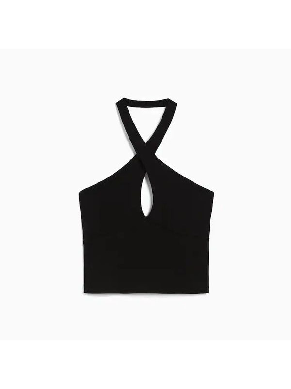 Топ Bershka Crossover Strappy, черный