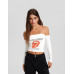 Топ Bershka The Rolling Stones Print Long Sleeve, белый Топ Bershka The Rolling Stones Print Long Sleeve, белый
