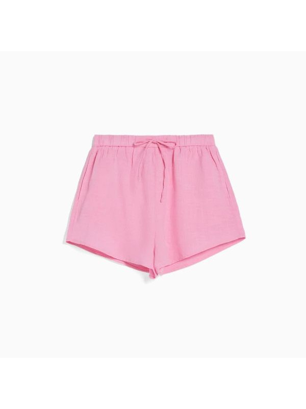 Шорты Bershka Rustic With Shirring, розовый