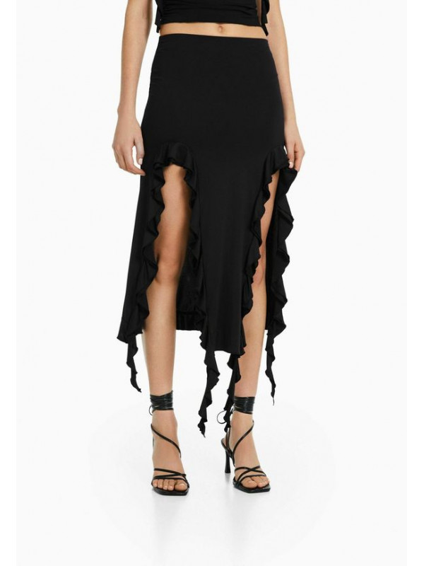 Длинная юбка Bershka, черный