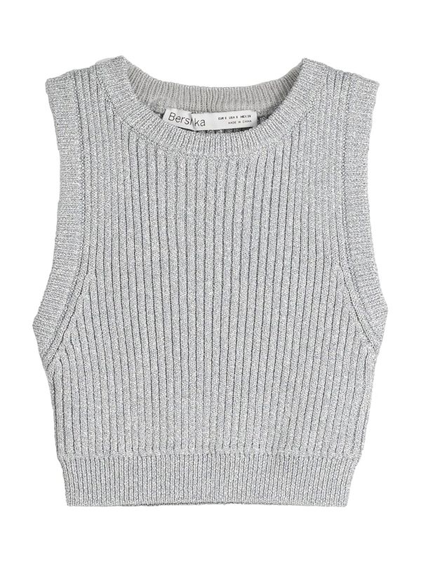 Вязаный топ Bershka, серебро