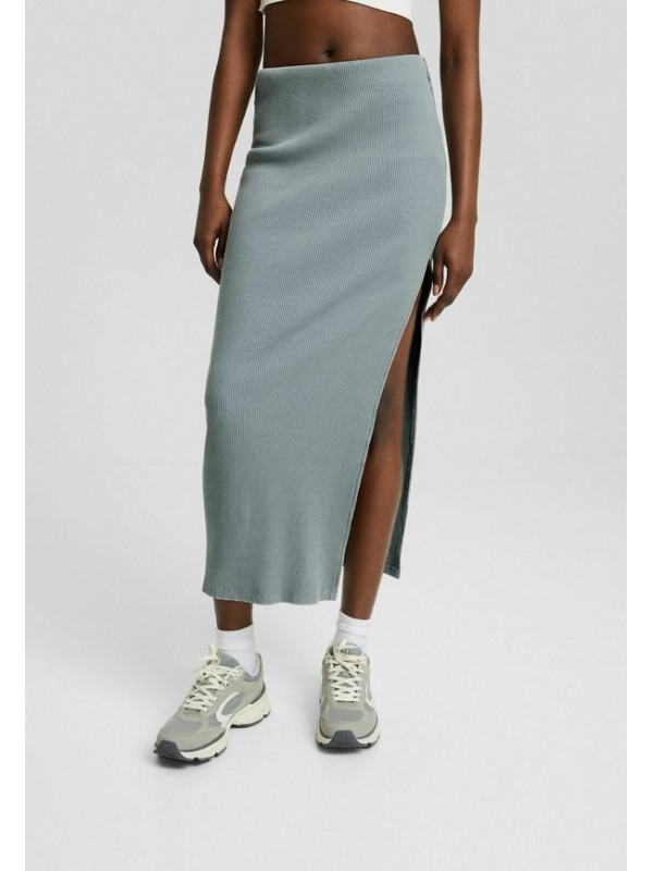 Длинная юбка Bershka, темно-серый меланж