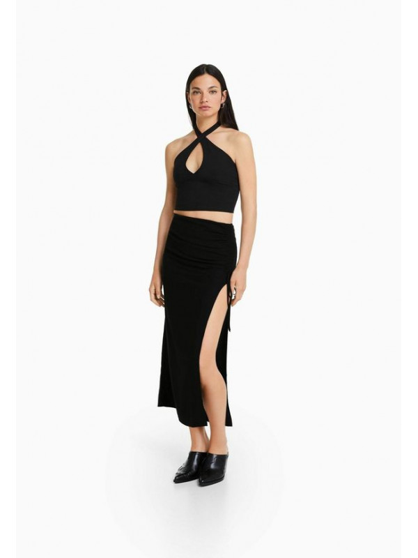 Длинная юбка Bershka, черный