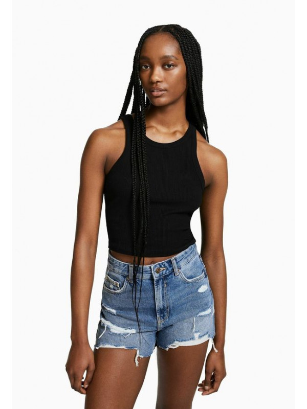 Джинсовые шорты Bershka, темно-синий