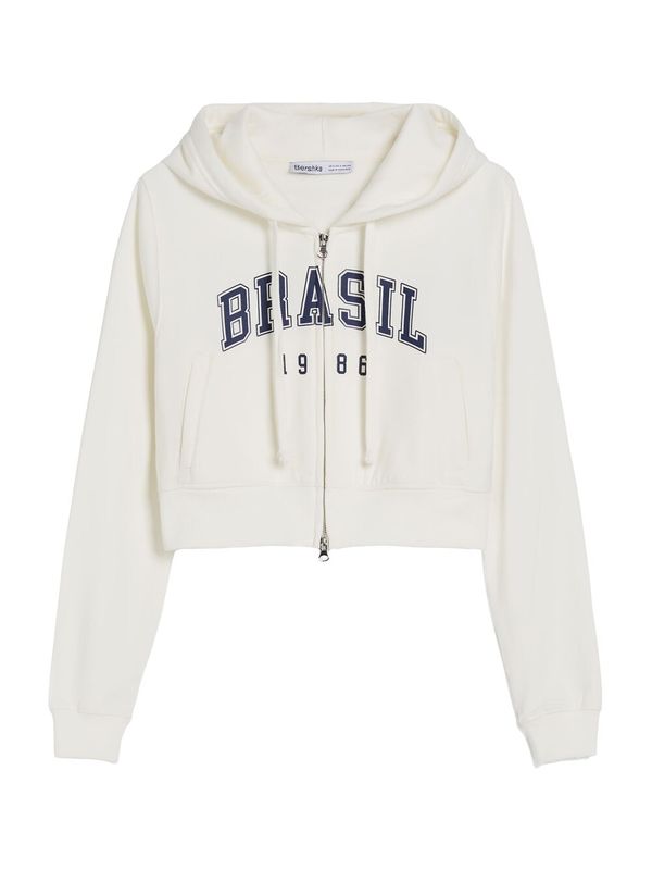 Толстовка на молнии Bershka, белый