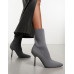 Ботильоны Bershka Fitted High-heel Ankle, серый