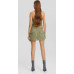 Юбка Bershka Multi-Pocket Twill Mini, хаки