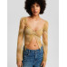 Блузка с длинными рукавами Bershka Cropped With Chiffon Detail, светло-зеленый